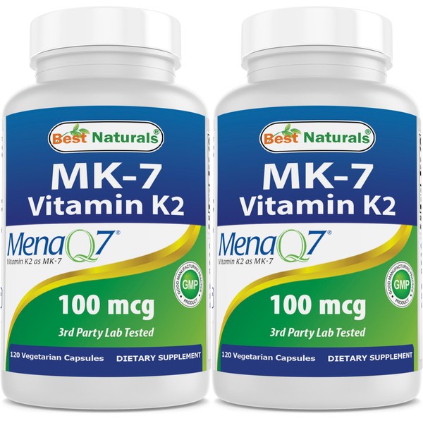 Best Naturals MK-7 Vitamin K2 100 mcg 120 Vegetranian Capsules
