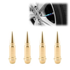 TVC28 Champagne Gold 4pcs Long Spike Spiked Tire Valve Stem Caps Metal Thread Wheel Tires