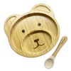 Martons Bamboo Bear Plate with Suction Cup, Non-Slip with Matching