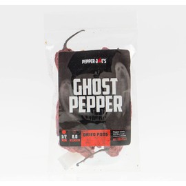 Pepper Joe’s Dried Ghost Peppers – 1/2oz Bag Super-Hot Dehydrated Bhut Jolokia Pepper Pods – Whole Dried Chili Peppers for Cooking and Spice Making (2 Pack)