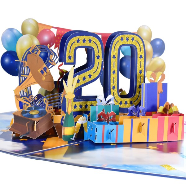 GREETING ART Birthday Card for 20th Pop Up Greeting Cards,