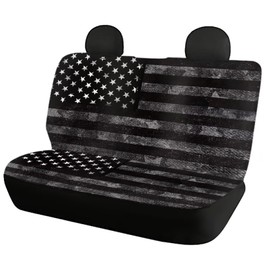 Oramclsy American Flag Car Seat Cover 4 Pieces Automotive Seat Cover Universal Car Seat Cover Full Set for Front and Back Seat Dustproof Car Seat Cushion Protector Black