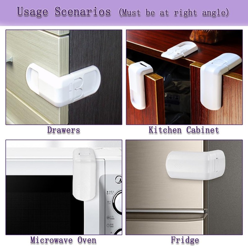 4 Pcs Safe Drawer Locks, Update Child Proof Cupboard Locks,