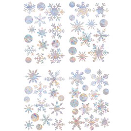 Hiwevvy 118 PCS Christmas Snowflake Static Window Clings - 8 Sheets Anti-Collision Glass Window Decals for Bird Strikes, Glitter Rainbow Christmas Clings for Glass Window
