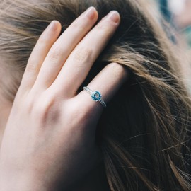 Philip Jones Light Blue Adjustable Crystal Ring Created with Zircondia® Crystals