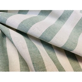 Linen Look White Stripes Culla Fabric Furnishing Curtain Upholstery Dressmaking Cotton Material 140cm Wide Canvas (Mint Green, 2 Metres)