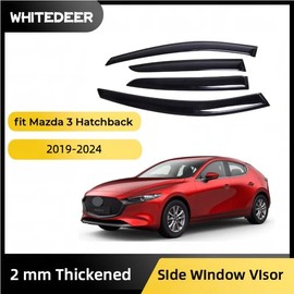 WhiteDeer ZH Durable Window Deflectors Rain Guards for Mazda 3 Sedan Hatchback 2019-2023 Side Window Visor Rain Guards Sun Rain Deflector Visor 4 Pieces Tape-On 2mm Thickened