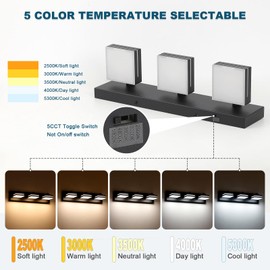 Joossnwell Black Vanity Lights for Bathroom Dimmable 5CCT (3-Light, 19.69-Inch) Modern Bathroom Light Fixtures Over Mirror Led Bath Vanity Lighting
