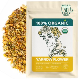 Yarrow Flower Tea Organic - Dried Yarrow Herb Loose Leaf - Herbal Tea to Support Cardiovascular Health, Immune Function & Relaxation - 4 Ounces