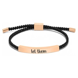 Let Them Tube Bracelet for Women Dont Let The Hard Days Win Bracelet Motivational Bracelet Adjustable Hand Braided String Bracelet Let Them Blacelet Inspirational Jewelry Gifts (black-rose gold)