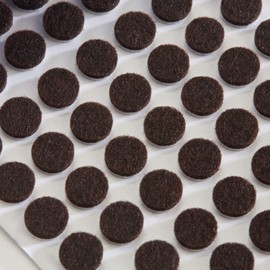 168 Pack Rok Hardware Heavy Duty 3/8" (9.5mm) Diameter Self-Adhesive Felt Pads, Furniture/Cabinet Bumpers, 1/8" (3mm) Height, Round, Brown - ROKFELTP38BRN