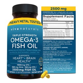 Viva Naturals Omega-3 Aceite De Pescado Triple Fuerza 180 Pz