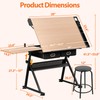 SUPER DEAL Adjustable Drafting Table Set with Charging Station, Tilting