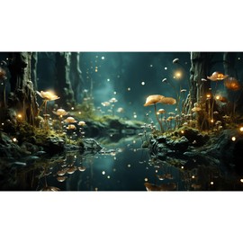Riivvdise Fantasy Aquarium Background Rock Flowers Tranquil Water Scene Terrarium Backdrop Fantasy Lights Fish Tank Background Reptile Habitat Backdrop Aquarium Poster Wallpaper Decor Vinyl 24x16in