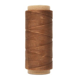 Round Waxed Thread for Leather Sewing - Leather Thread Wax String Polyester Cord for Leather Craft Stitching Bookbinding by Mandala Crafts 0.45mm 219 Yards Brown
