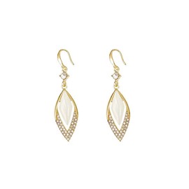 DIAMANTIO Gold Teardrop Dangle Earrings with White Inlay & Cubic Zirconia – 18K Gold Plated, Elegant Crystal Accented Statement Drop Earrings for Weddings, Parties & Evening Glam