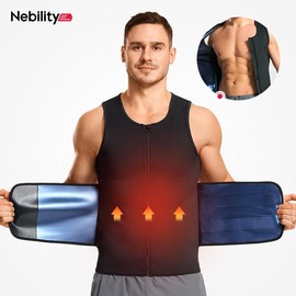 [MAX] Nebility Springtok Mens Sauna Catapul Suit  Shapewear Sports Fitness Girdle Vest, Blue Thermal Coating Increases Sweat:_Blue_S