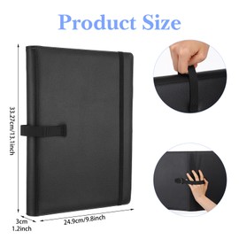 Large Capacity Music Folder, Premium Leather 3-Ring Choir Binder with Hand Strap for Stage Performance, Piano Playing, and Organizing Letter Size Sheets