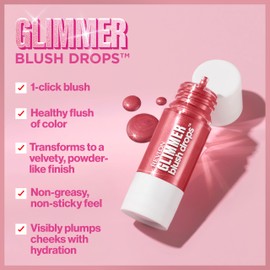 REVLON Revlon Glimmer Blush Drops, Liquid Blush for Cheeks, Liquid to Velvety Powder Finish, Glowy, High Pigment, 103 Field of Roses, 0.32 fl oz