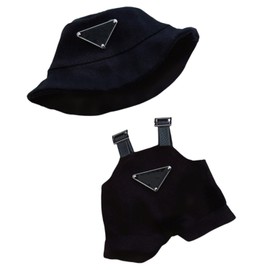 17cm Doll Clothes Set(NO Doll), Hat & Overalls Set, Accessories Suit, Luxury Chic Doll Clothing & Style Bundle, Cute Clothes for Dress up Unique Style(Black