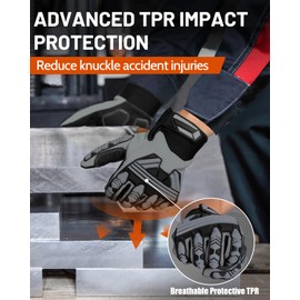 RIGWARL Impact Gloves for Men Women with TPR Protector, Anti Vibration Heavy Duty Work Gloves with Firm Grip, Wear Resistant Mechanic Work Gloves for Gardening Construction Warehouse