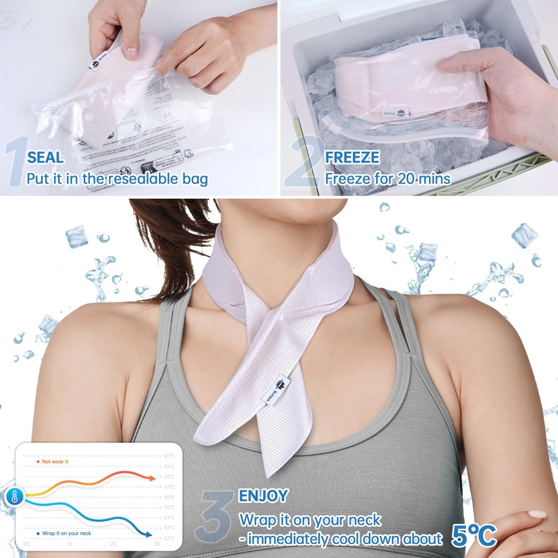 Botack Cooling Neck Wraps with Reusable Gel Ice Pack, Soft