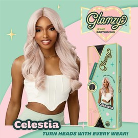 Sensationnel Glamzy Lace Part Wigs - Celestia Glueless Hand Tied Wider V Parting Synthetic Hair (BALAYAGESUNKISSED)