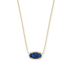 Kendra Scott Elisa Pendant Necklace for Women, Fashion Jewelry, 14k Gold-Plated, Blue Drusy