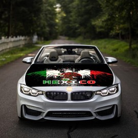 Mexico Flag Car Hood Cover Stretch Polyester Protector 4X5 Ft Automotive Hood Covers for Saloon SUV Pickup Trucks