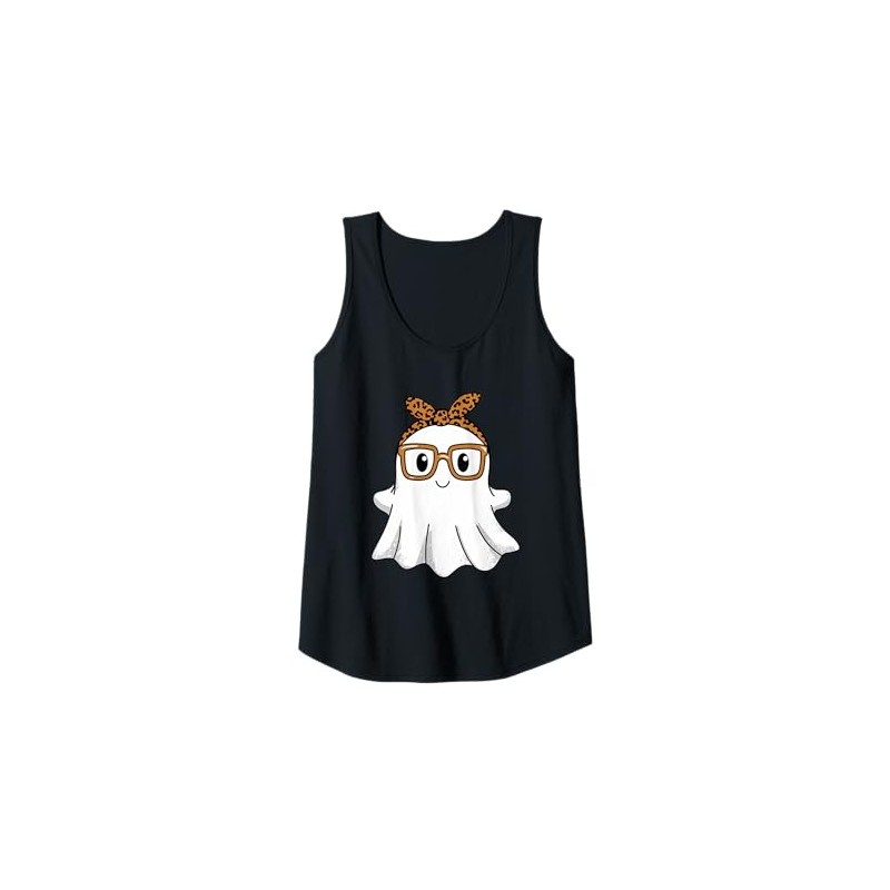 Womens Leopard Bandana Ghost with Glasses Girls Cute Spooky Costume