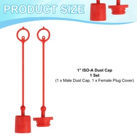 PATIKIL 1" ISO-A Hydraulic Coupler Male Dust Cap and Female Plug Cover, Set of 1 Rubber Quick Disconnects Port Plug Cover Fittings Red Cap with Retention Ring