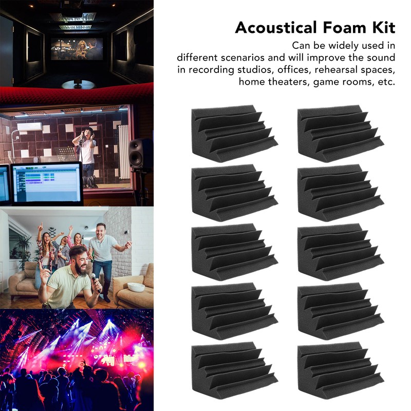 10Pcs Acoustic Foam Noise Pollution Reducing Polyurethane Sound Absorption Foam
