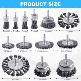 Rocaris 28 Pack Wire Wheel Brush, Carbon Steel & Twist Knot Cup Brush, Wheel Brush, Pen Brush Set with 1/4-Inch Round Shank for Rust Removal, Corrosion and Scrub Surfaces, Grey