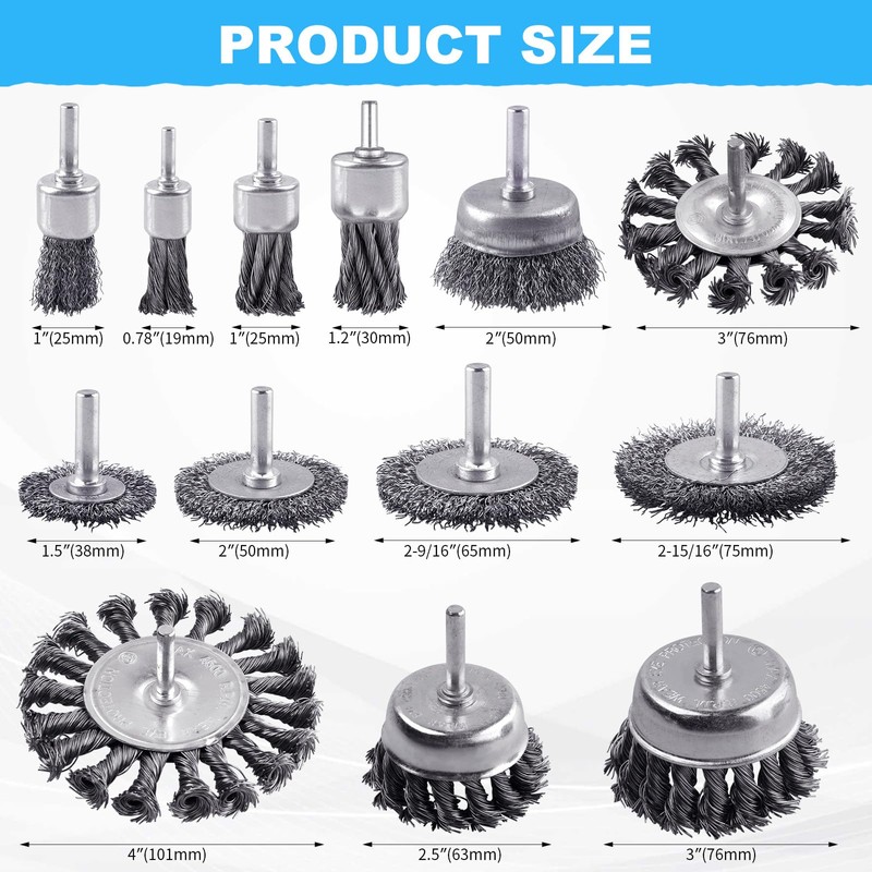 Rocaris 28 Pack Wire Wheel Brush, Carbon Steel & Twist