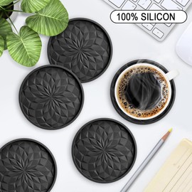 Timotech Set de 6 Posavasos de Silicona Antideslizantes, Posavasos Absorbentes, Posavasos de Mesa para Bebidas, Tapete para Bebidas Calientes o Frías, Portavasos para Escritorio, Coasters