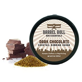 Barrel Roll Bar Essentials Cocktail Rimmers - Bartender Accessories, Finishing Sugar Garnish for Drinks, Glass Rimming Salts & Sugars - Natural Ingredients - Dark Chocolate Sugar - 8 oz, 452 Servings