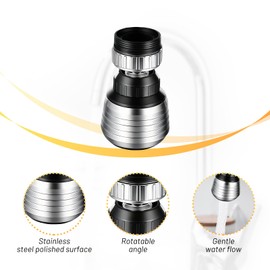 1 Set with 3 Tap Strainer Tap Filter Aerator Attachment Swivel Tap Filter Stainless Steel 360 Degree Rotation and Steel Plate Structure