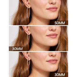 Hitlinker Moissanite Hoop Earrings for Women Rose Gold Plated 925 Sterling Silver 1.14ct D Color VVS1 Round Cut Loops Hypoallergenic Large Huggie Hoop Earrings 30mm, 30mm 1.14ct, Rose Gold Sterling