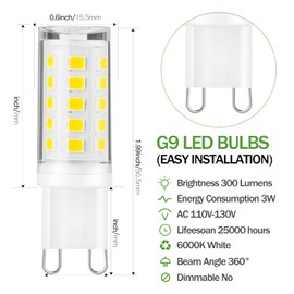 G9 Led Light Bulbs No Flicker Energy Class A+ Ktchenaid Microwave Bulb Replacement Compatible with K-itchenaid Jenn-air Whirlpool Ma-ytag Replace for AP4358902 W10208564 W10709921 Non-Dimmable 5-Pack
