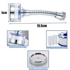 360 ° Rotating Bathroom Faucet Filter,Sink Faucet Filter with Extension Tube for Kitchen and Bathroom,Water Purifier Removes Chlorine Fluoride Heavy Metals Hard Water