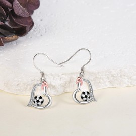 DAYLINLOVE Football Earrings 925 Sterling Silver Football Dangle Drop Earrings Football Jewellery Gift for Women Girls Ladies, Sterling Silver, No Gemstone