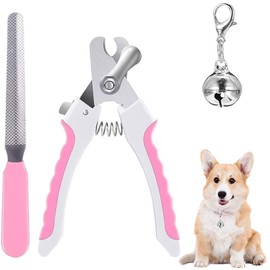 TopE Professional Pet Nail Trimmer with Safety Guard to Avoid Over-cutting Include Nail Clipper and Nail File for Small and Medium Dogs Cats Rabbits Birds, Pink