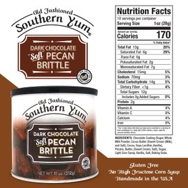Southern Yum Dark Chocolate Pecan Brittle, Soft, Buttery Brittle, Gluten Free, Made in Small Batches (Dark Chocolate Brittle)