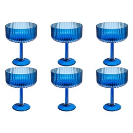 Abode Homewares Mesa Premium Acrylic Drinkware Indoor/Outdoor, Coupe, Blue, 14oz, Set of 6