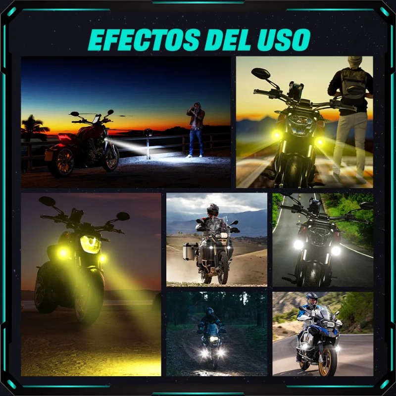 2 Faros Luces Led Auxiliares 4 Modos Lupa Para Moto