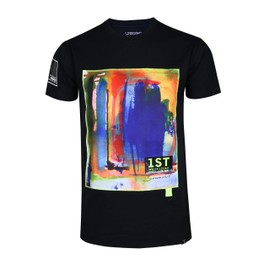 SCREENSHOTBRAND-S11006 Mens Hip-Hop Ultra Premium Tee Longline Abstract Art Painting Utility T-Shirt-Black-Large