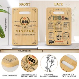 60th Birthday Gifts for Women Men - Back In 1965 60th Birthday Decorations Gifts for her Him 60 Year Old Gift Double sided Cutting Board for Woman Man 60 th Bday gift ideas