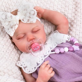 Aori Pacifier Clips for Baby Dolls - Silicone Pacifier Holders with Magnetic Closure - Purple