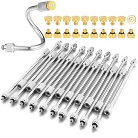 Mornajina 40 Packs 5.9 Inch Flexible Mister Nozzle Extensions Set, Including 20 Packs Brass Mist Nozzles & 20 Packs Mist Rod Bendable Extended Pole 10/24 UNC, Misting System Nozzle Extension