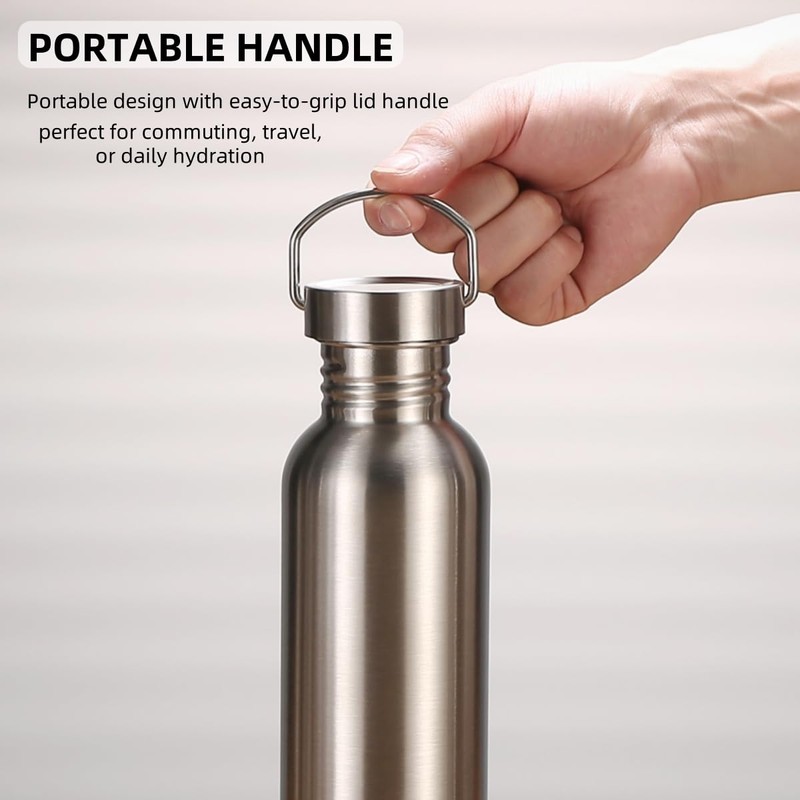 Stainless Steel Water Bottle Single Wall Metal Bottle Large Camping